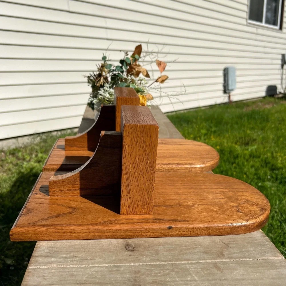 Vintage Handmade Wood Wall Shelves | Sconces | Set of 2